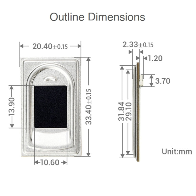 Waveshare UART Rectangle-shaped All-in-One Capacitive Fingerprint Sensor (E), Cortex Processor - free shipping - PMC TechLife - Order now!
