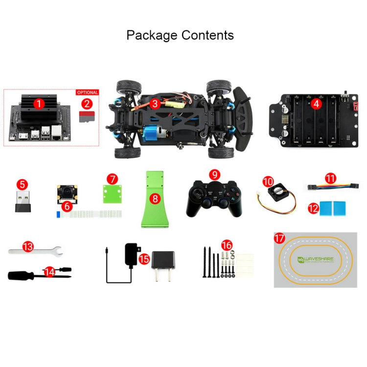 Waveshare JetRacer Pro 2GB AI Kit, High Speed AI Racing Robot Powered by Jetson Nano 2GB, Pro Version, EU Plug - Robotics Accessories by WAVESHARE | Online Shopping South Africa | PMC Jewellery | Buy Now Pay Later Mobicred