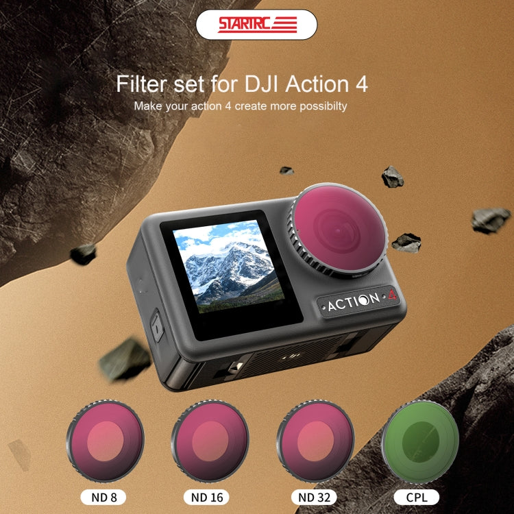 For DJI Action 4 STARTRC 4 in 1 ND8 + ND16 + ND32 + CPL Lens Filter - free shipping - PMC TechLife - Order now!
