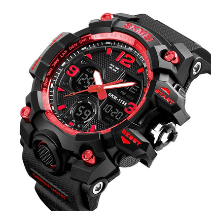 SKMEI 1155B Multifunctional Men Outdoor Sports Noctilucent Waterproof Large Dial Wrist Watch(Red) - Sport Watches by SKMEI | Online Shopping South Africa | PMC Jewellery | Buy Now Pay Later Mobicred