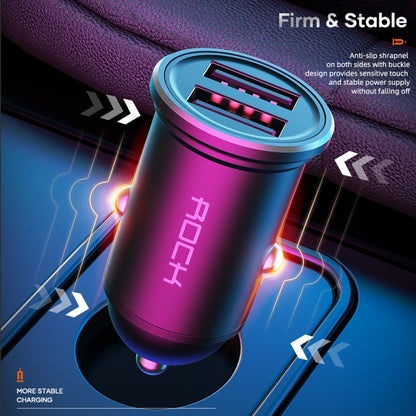 ROCK H11 4.8A 24W Mini Dual USB Car Charger(Black) - Car Charger by ROCK | Online Shopping South Africa | PMC Jewellery