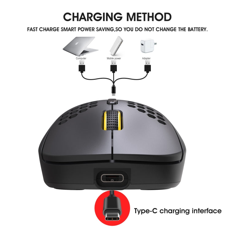 HXSJ T90 RGB Light Three-mode Wireless Gaming Mouse - Wireless Mice by HXSJ | Online Shopping South Africa | PMC TechLife | Buy Now Pay Later Mobicred