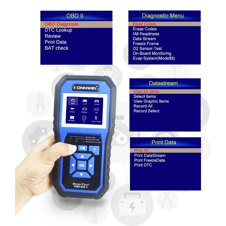 KONNWEI KW450 Car 2.8 inch TFT Color Screen Battery Tester Support 2 Languages / System  XP WIN7 WIN8 WIN10 - free shipping - PMC TechLife - Order now!