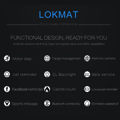 Lokmat MK16 LCD Screen 50m Waterproof Smart Watch, Support Information Reminder / Remote Camera / Walking Motion Monitor(Black) - Smart Watches by Lokmat | Online Shopping South Africa | PMC Jewellery | Buy Now Pay Later Mobicred