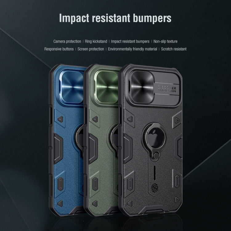 For iPhone 12 Pro Max NILLKIN Shockproof CamShield Armor Protective Case with Invisible Ring Holder(Blue) - iPhone 12 / 12 Pro Cases by NILLKIN | Online Shopping South Africa | PMC TechLife