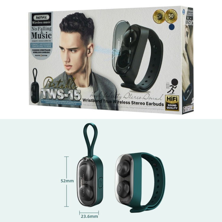Remax TWS-15 Bluetooth 5.0 Portable Wristband Style True Wireless Stereo Earphone(Green) - free shipping - PMC TechLife - Order now!