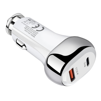YSY-312PD QC3.0 USB + PD 18W USB-C / Type-C Dual Ports Fast Charging Car Charger(White) - Car Charger by PMC Jewellery | Online Shopping South Africa | PMC Jewellery