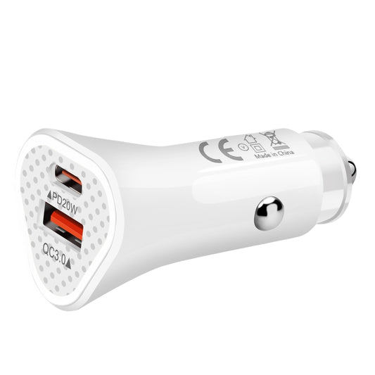 YSY-313PD20W QC3.0 USB + PD 20W USB-C / Type-C Triangle Dual Ports Fast Charging Car Charger(White) - Car Charger by PMC Jewellery | Online Shopping South Africa | PMC Jewellery