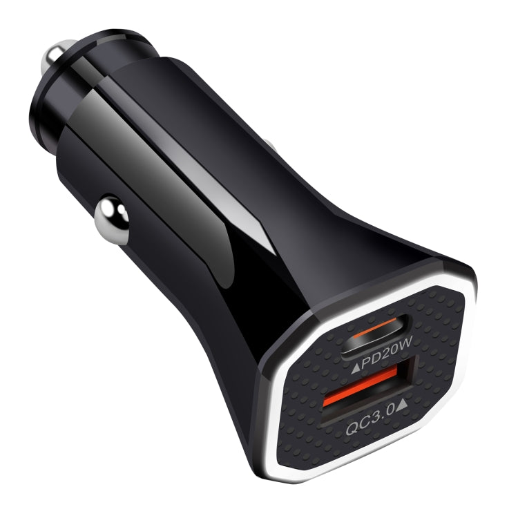 YSY-316PD20W QC3.0 USB + PD 20W USB-C / Type-C Polygon Dual Ports Fast Charging Car Charger(Black) - Car Charger by PMC Jewellery | Online Shopping South Africa | PMC Jewellery