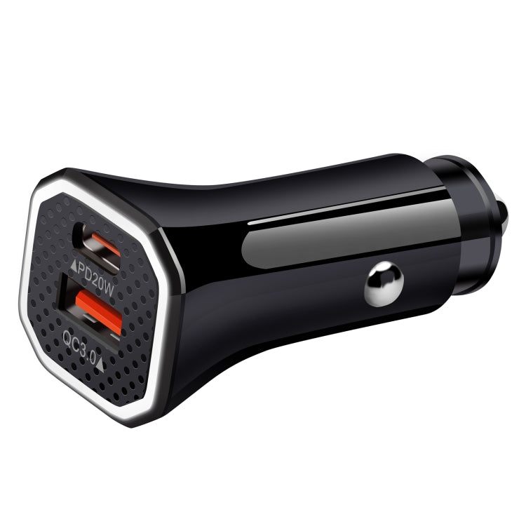 YSY-316PD20W QC3.0 USB + PD 20W USB-C / Type-C Polygon Dual Ports Fast Charging Car Charger(Black) - Car Charger by PMC Jewellery | Online Shopping South Africa | PMC Jewellery