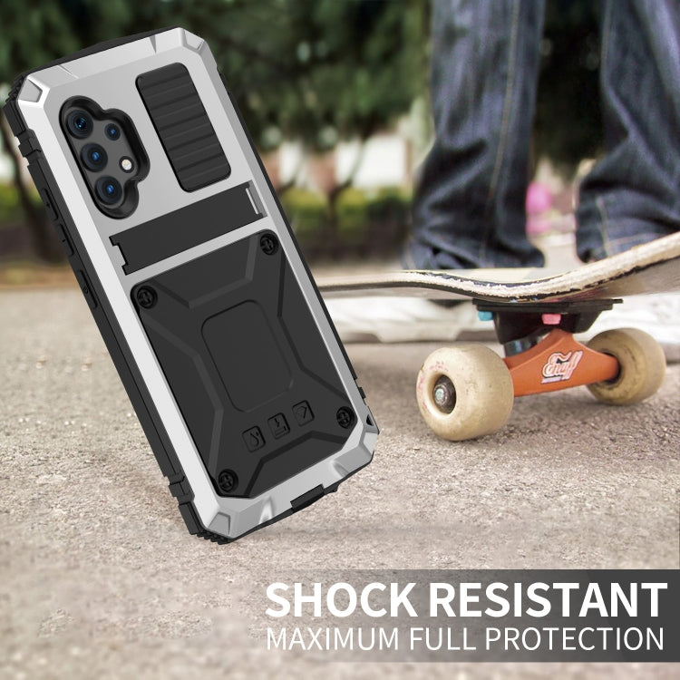 For Samsung Galaxy A32 4G R-JUST Waterproof Shockproof Dustproof Metal + Silicone Protective Case with Holder(Silver) - free shipping - PMC TechLife - Order now!