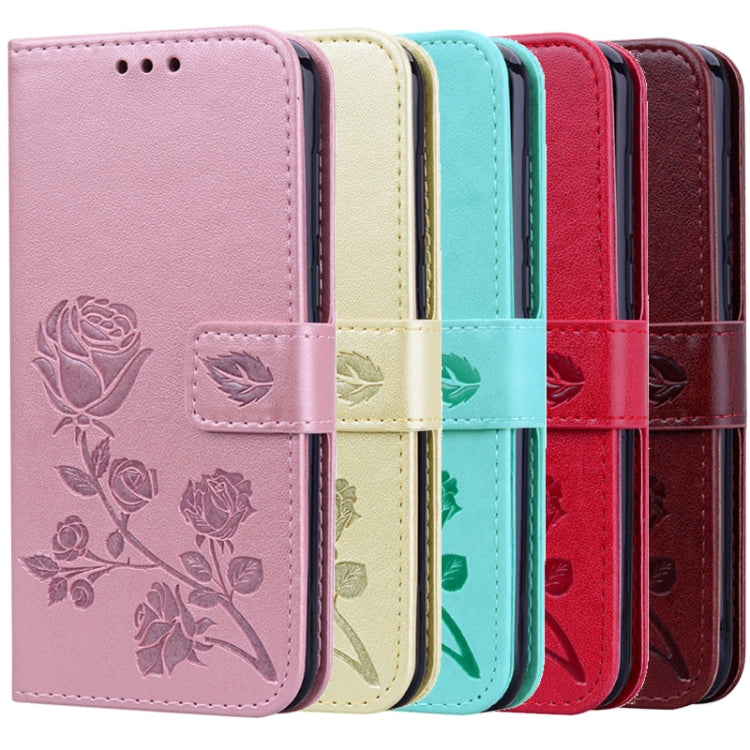 For Samsung Galaxy A12 Rose Embossed Horizontal Flip PU Leather Case with Holder & Card Slots & Wallet(Gold) - free shipping - PMC TechLife - Order now!