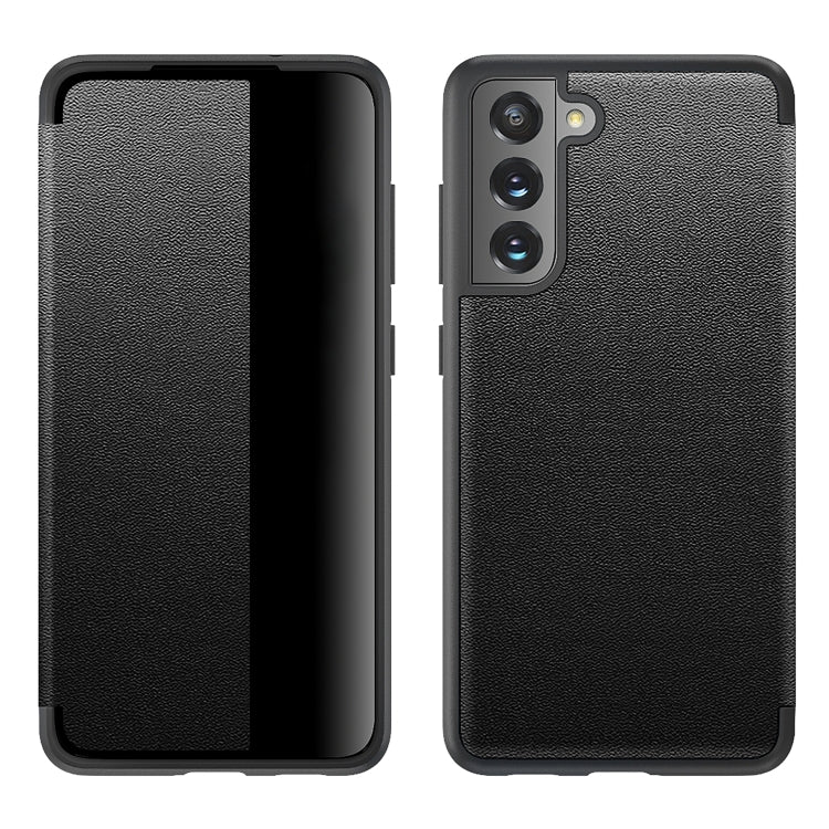For Samsung Galaxy S21 FE Shockproof Horizontal Flip Plain Leather Phone Case(Black) - free shipping - PMC TechLife - Order now!