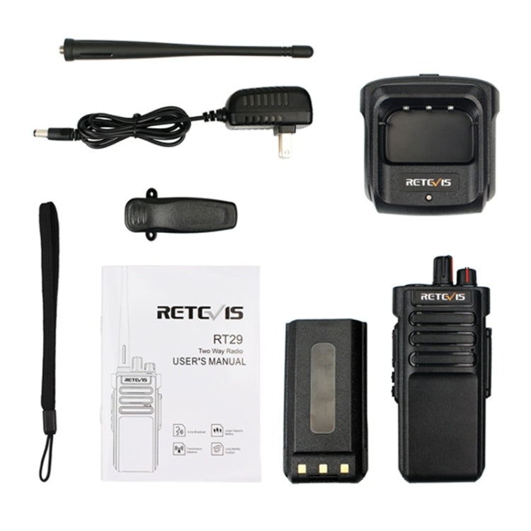 RETEVIS RT29 10W UHF 400-480MHz 16CHS Two Way Radio Handheld Walkie Talkie, US Plug(Black) - Handheld Walkie Talkie by RETEVIS | Online Shopping South Africa | PMC Jewellery | Buy Now Pay Later Mobicred