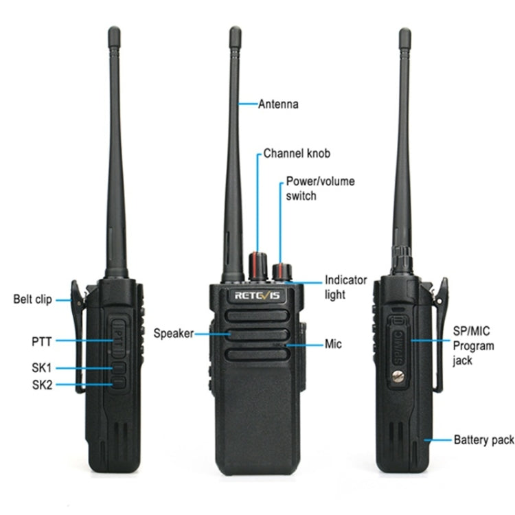 RETEVIS RT29 10W UHF 400-480MHz 16CHS Two Way Radio Handheld Walkie Talkie, US Plug(Black) - Handheld Walkie Talkie by RETEVIS | Online Shopping South Africa | PMC Jewellery | Buy Now Pay Later Mobicred