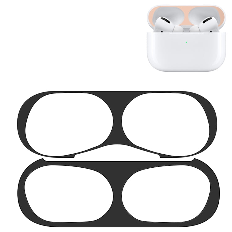 For Apple AirPods Pro Wireless Earphone Protective Case Metal Protective Sticker(Black) - Protective Sticker by PMC TechLife | Online Shopping South Africa | PMC TechLife