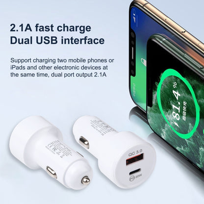 LZ-201 PD 20W USB-C / Type-C + QC 3.0 USB Mini Fast Car Charger(White) - Car Charger by PMC Jewellery | Online Shopping South Africa | PMC Jewellery