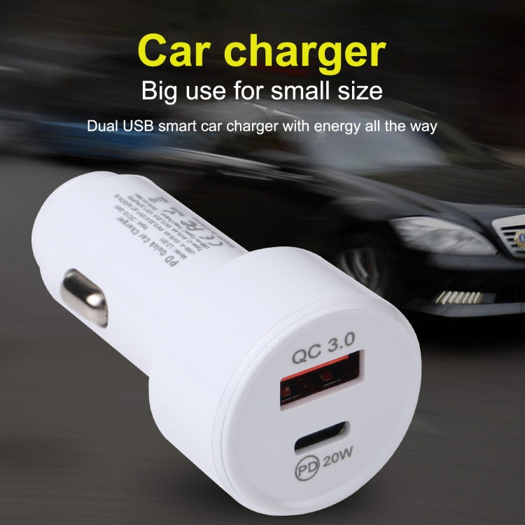 LZ-201 PD 20W USB-C / Type-C + QC 3.0 USB Mini Fast Car Charger(White) - Car Charger by PMC Jewellery | Online Shopping South Africa | PMC Jewellery