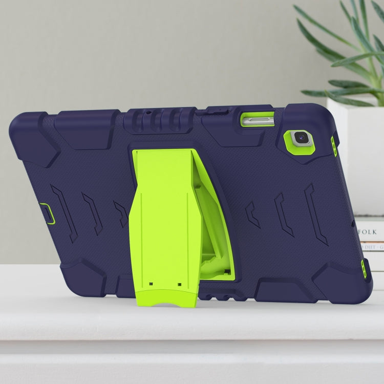 3-Layer Protection Screen Frame + PC + Silicone Shockproof Combination Case with Holder For Samsung Galaxy Tab S5e T720(Navy Blue + Lime) - Tab S5E 10.5 T720 / T725 by PMC Jewellery | Online Shopping South Africa | PMC Jewellery | Buy Now Pay Later Mobicred