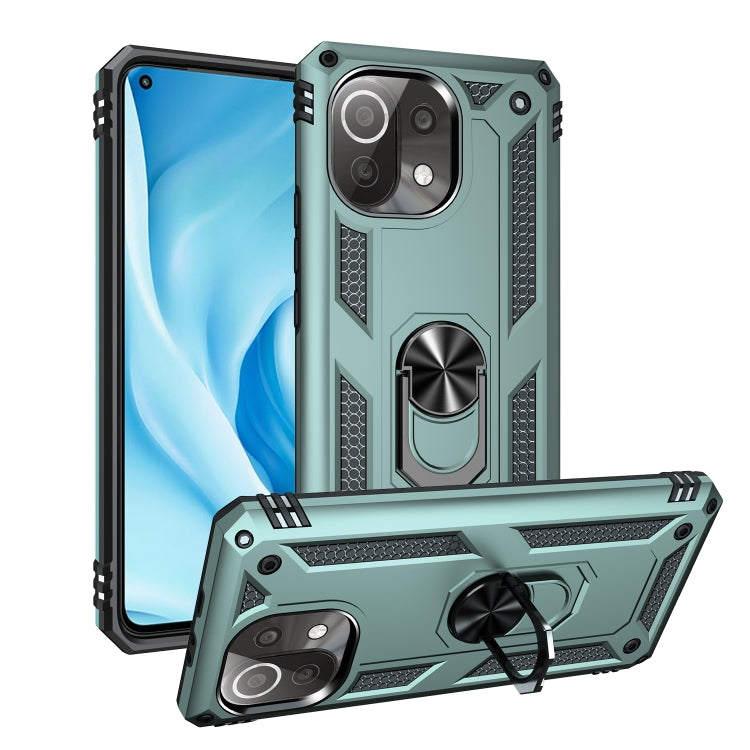 For Xiaomi Mi 11 Lite 5G Shockproof TPU + PC Protective Case with 360 Degree Rotating Holder(Dark Green) - free shipping - PMC TechLife - Order now!