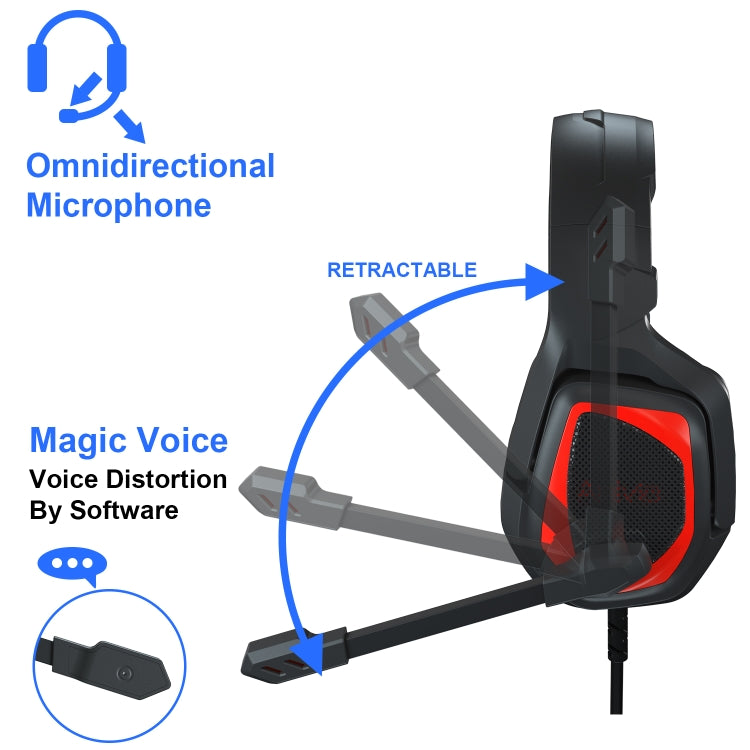 Anivia MH602 3.5mm Wired Gaming Headset with Microphone(Black Red) - free shipping - PMC TechLife - Order now!