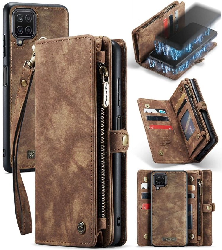 For Samsung Galaxy A12 CaseMe Detachable Multifunctional Horizontal Flip Leather Case, with Card Slot & Holder & Zipper Wallet & Photo Frame(Brown) - Galaxy Phone Cases by CaseMe | Online Shopping South Africa | PMC Jewellery | Buy Now Pay Later Mobicred