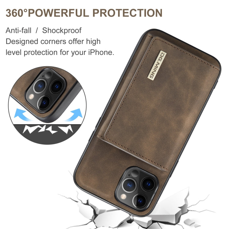 For iPhone 12 Pro Max DG.MING M1 Series 3-Fold Multi Card Wallet + Magnetic Back Cover Shockproof Case with Holder Function(Coffee) - iPhone 12 Pro Max Cases by DG.MING | Online Shopping South Africa | PMC TechLife | Buy Now Pay Later Mobicred