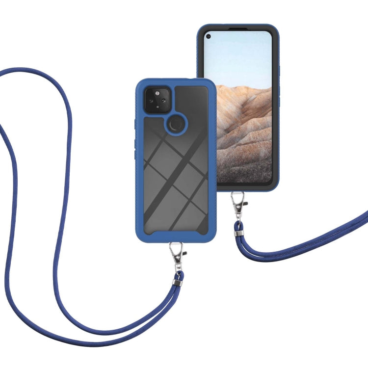 For Google Pixel 5A 5G Starry Sky Solid Color Series Shockproof PC + TPU Protective Case with Neck Strap(Blue) - Google Cases by PMC TechLife | Online Shopping South Africa | PMC TechLife | Buy Now Pay Later Mobicred