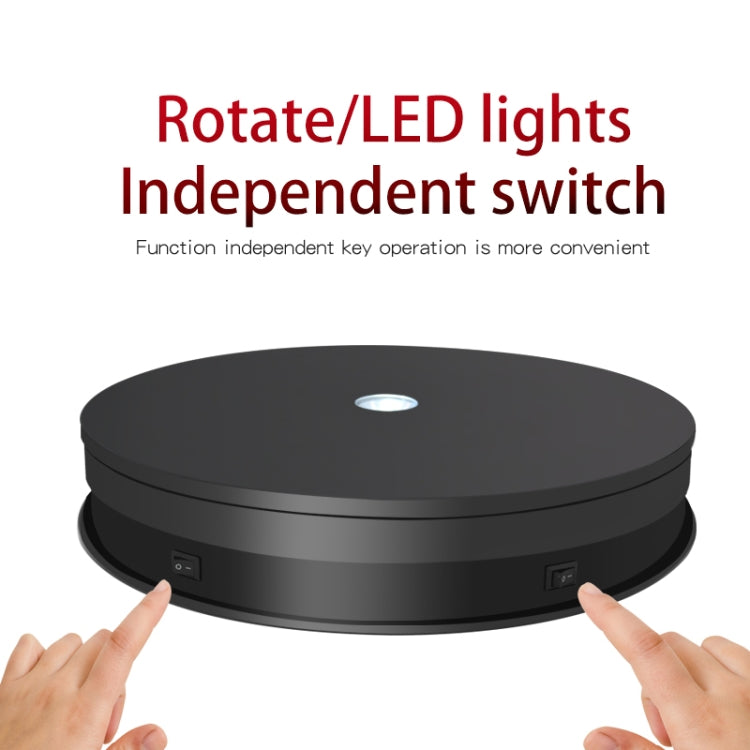 20cm Electric Rotating Turntable Display Stand LED Light Video Shooting Props Turntable, Power Plug:220V UK Plug(Black) -  by PMC TechLife | Online Shopping South Africa | PMC TechLife