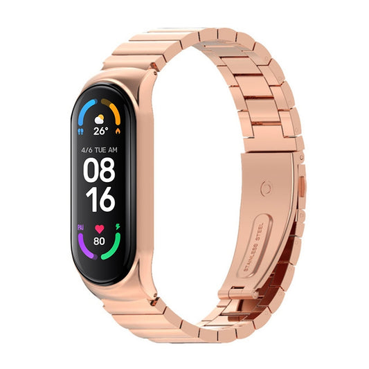 For Xiaomi Mi Band 6 / 5 / 4 / 3 Mijobs Metal CS Bamboo Joint Stainless Steel Watch Band(Rose Gold) - Watch Bands by MIJOBS | Online Shopping South Africa | PMC Jewellery | Buy Now Pay Later Mobicred