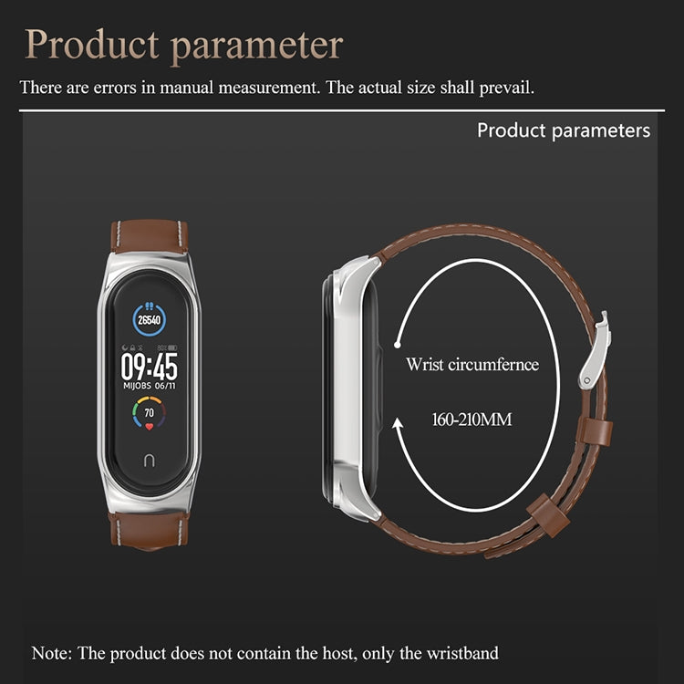 For Xiaomi Mi Band 6 / 5 / 4 / 3 Mijobs CS Microfiber Leather Watch Band(Brown + Silver) - Watch Bands by MIJOBS | Online Shopping South Africa | PMC Jewellery | Buy Now Pay Later Mobicred