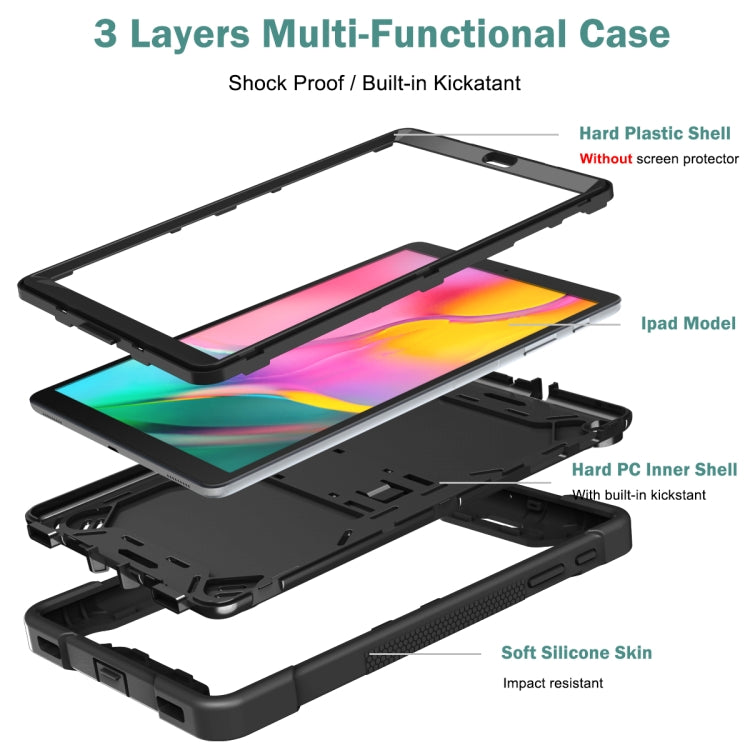 For Samsung Galaxy Tab A 10.1 (2019) Silicone + PC Shockproof Protective Case with Holder(Black) - Tab A 10.1 (2019) T510 / T515 by PMC TechLife | Online Shopping South Africa | PMC TechLife | Buy Now Pay Later Mobicred