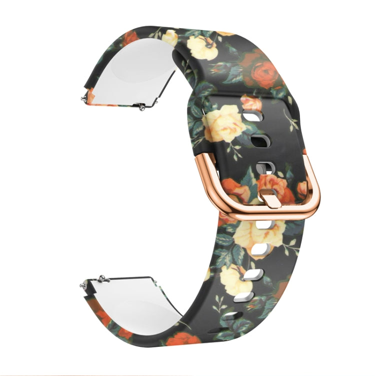 For Xiaomi Haylou LS01 Silicone Printing Watch Band(Red Rose) - Watch Bands by MIJOBS | Online Shopping South Africa | PMC TechLife | Buy Now Pay Later Mobicred