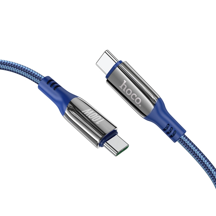 S51 100W Type-C / USB-C to Type-C / USB-C Digital Display Charging Data Cable, Length: 1.2m(Blue) - USB-C & Type-C Cable by hoco | Online Shopping South Africa | PMC Jewellery