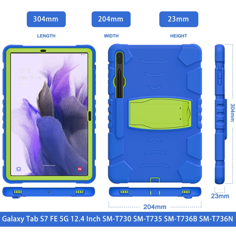 For Samsung Galaxy Tab S7+/ Tab S7 FE / Tab S8+ 3-Layer Protection Screen Frame + PC + Silicone Combination Case with Holder(Blue+Lime) - Other Galaxy Tab PC by PMC TechLife | Online Shopping South Africa | PMC TechLife