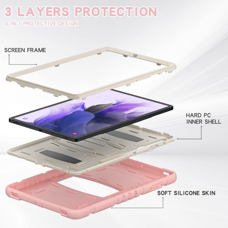For Samsung Galaxy Tab S7+/ Tab S7 FE / Tab S8+ 3-Layer Protection Screen Frame + PC + Silicone Combination Case with Holder(Cherry Blossoms Pink) - free shipping - PMC TechLife - Order now!