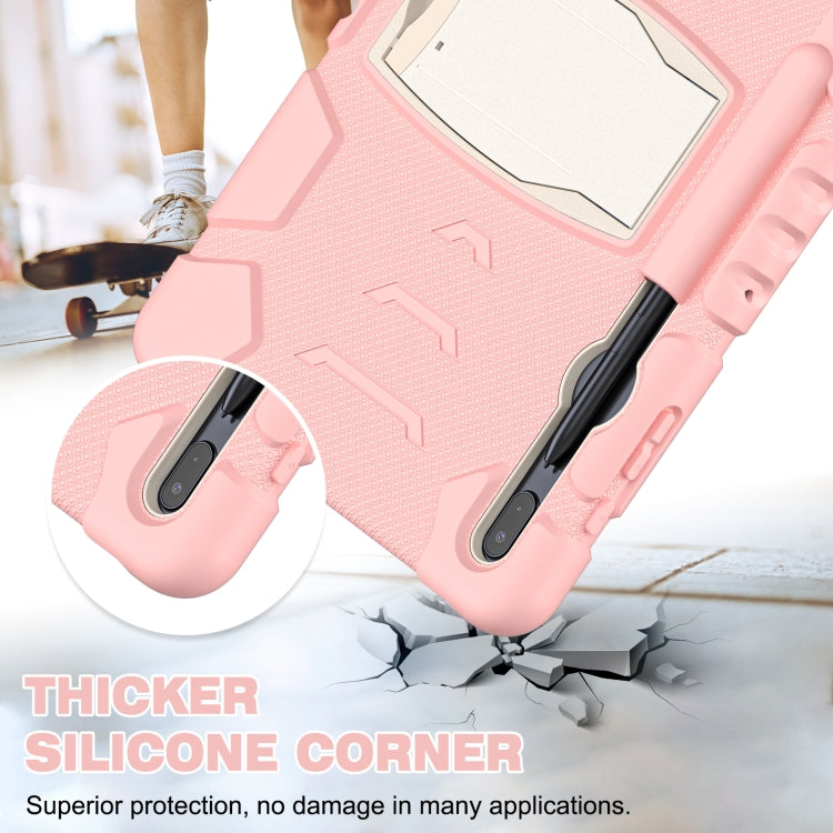 For Samsung Galaxy Tab S7+/ Tab S7 FE / Tab S8+ 3-Layer Protection Screen Frame + PC + Silicone Combination Case with Holder(Cherry Blossoms Pink) - free shipping - PMC TechLife - Order now!