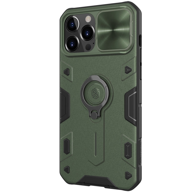 For iPhone 13 Pro Max NILLKIN Shockproof CamShield Armor Protective Case with Invisible Ring Holder (Green) - iPhone 13 Pro Max Cases by NILLKIN | Online Shopping South Africa | PMC Jewellery