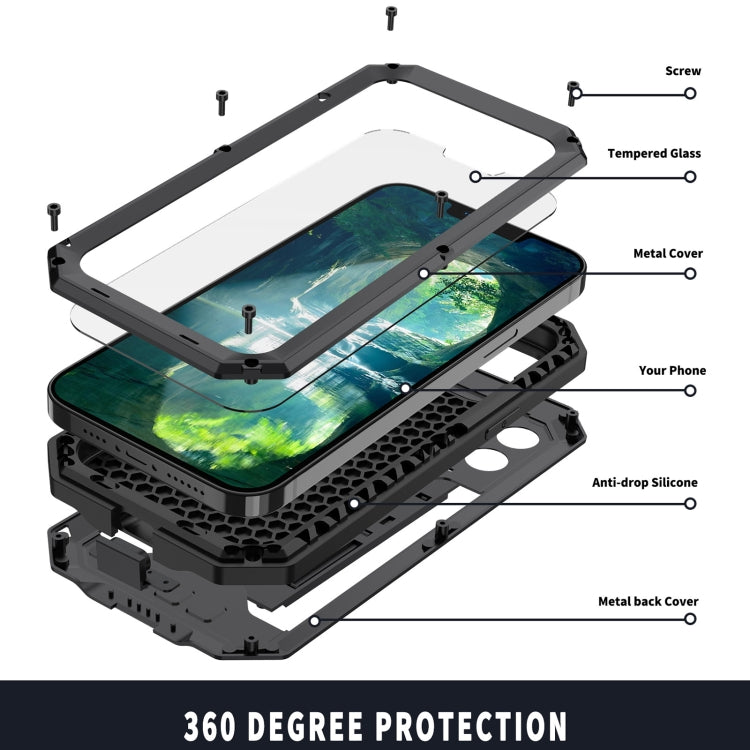 For iPhone 13 Pro R-JUST Sliding Camera Shockproof Life Waterproof Dust-proof Metal + Silicone Protective Case with Holder (Black) - iPhone 13 Pro Cases by R-JUST | Online Shopping South Africa | PMC Jewellery | Buy Now Pay Later Mobicred