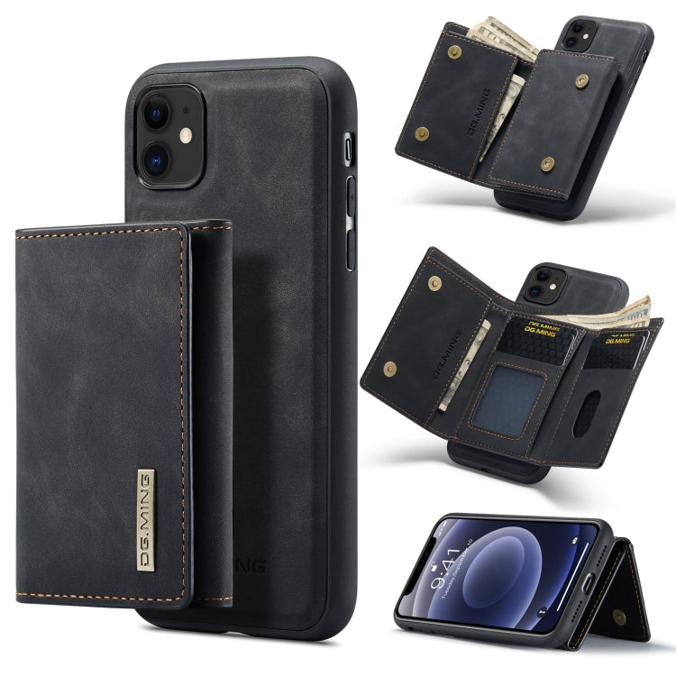DG.MING M1 Series 3-Fold Multi Card Wallet  Back Cover Shockproof Case with Holder Function For iPhone 11(Black) - iPhone 11 Cases by DG.MING | Online Shopping South Africa | PMC TechLife | Buy Now Pay Later Mobicred