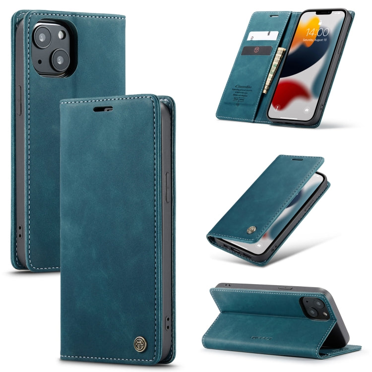 For iPhone 13 CaseMe-013 Multifunctional Retro Frosted Horizontal Flip Leather Case with Card Slot & Holder & Wallet(Blue) - iPhone 13 Cases by CaseMe | Online Shopping South Africa | PMC Jewellery | Buy Now Pay Later Mobicred