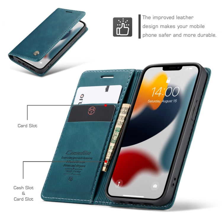 For iPhone 13 CaseMe-013 Multifunctional Retro Frosted Horizontal Flip Leather Case with Card Slot & Holder & Wallet(Blue) - iPhone 13 Cases by CaseMe | Online Shopping South Africa | PMC Jewellery | Buy Now Pay Later Mobicred