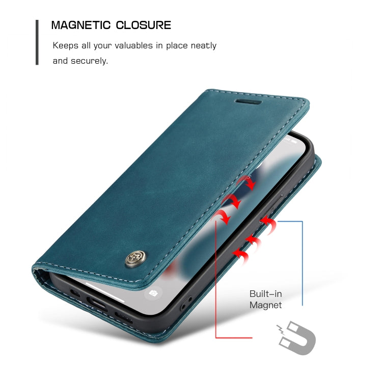 For iPhone 13 CaseMe-013 Multifunctional Retro Frosted Horizontal Flip Leather Case with Card Slot & Holder & Wallet(Blue) - iPhone 13 Cases by CaseMe | Online Shopping South Africa | PMC Jewellery | Buy Now Pay Later Mobicred