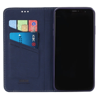 For iPhone XS / X GEBEI Top-grain Leather Horizontal Flip Protective Case with Holder & Card Slots(Blue) - More iPhone Cases by GEBEI | Online Shopping South Africa | PMC Jewellery | Buy Now Pay Later Mobicred