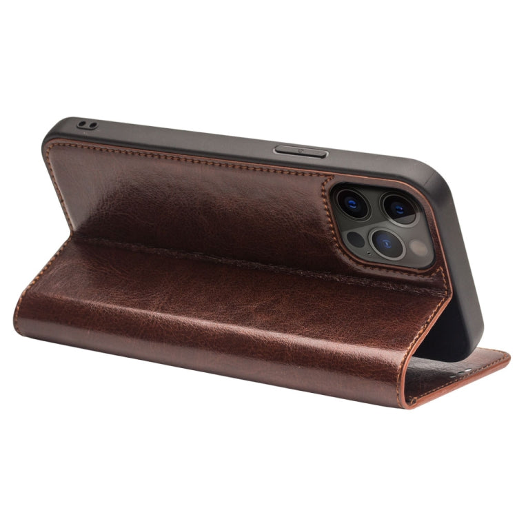 For iPhone 13 Pro Max QIALINO Horizontal Flip Leather Case with Holder & Card Slots & Wallet (Brown) - free shipping - PMC TechLife - Order now!