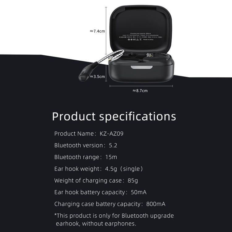 KZ AZ09 Bluetooth Earphone Ear Hook 5.2 Wireless Bluetooth Module Upgrade Cable, Style:B - Earphone Adapter by KZ | Online Shopping South Africa | PMC Jewellery | Buy Now Pay Later Mobicred