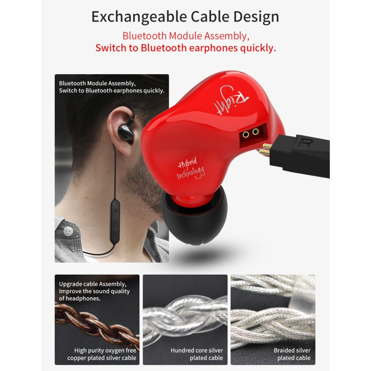 KZ ZS4 Ring Iron Hybrid Drive In-ear Wired Earphone, Mic Version(Red) - In Ear Wired Earphone by KZ | Online Shopping South Africa | PMC Jewellery