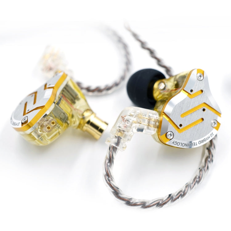KZ ZS10 Pro 10-unit Ring Iron Gaming In-ear Wired Earphone, Mic Version(Glare Gold) - free shipping - PMC TechLife - Order now!