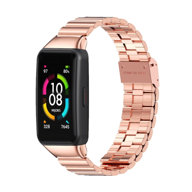 For Huawei Band 6 / Honor Band 6 / 7 MIJOBS Bamboo Joint Stainless Steel Metal Buckle Watch Band(Rose Gold) - Watch Bands by MIJOBS | Online Shopping South Africa | PMC Jewellery | Buy Now Pay Later Mobicred