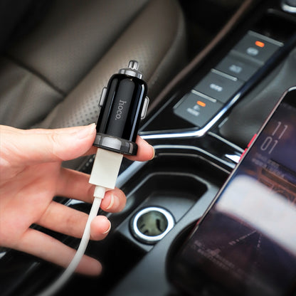 hoco Z44 Leading PD 20W USB-C / Type-C + QC 3.0 USB Car Charger(Black) - Car Charger by hoco | Online Shopping South Africa | PMC Jewellery